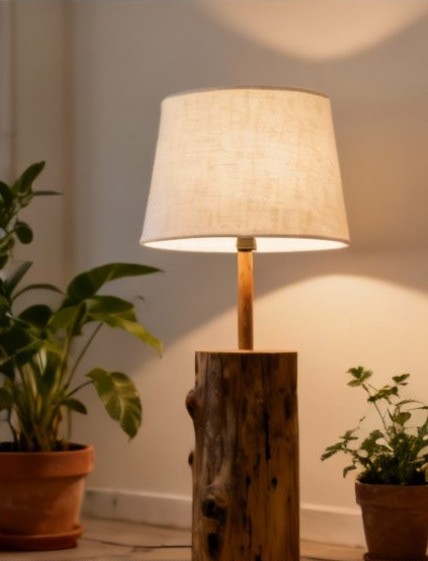 Lampu Meja Kayu Daur Ulang